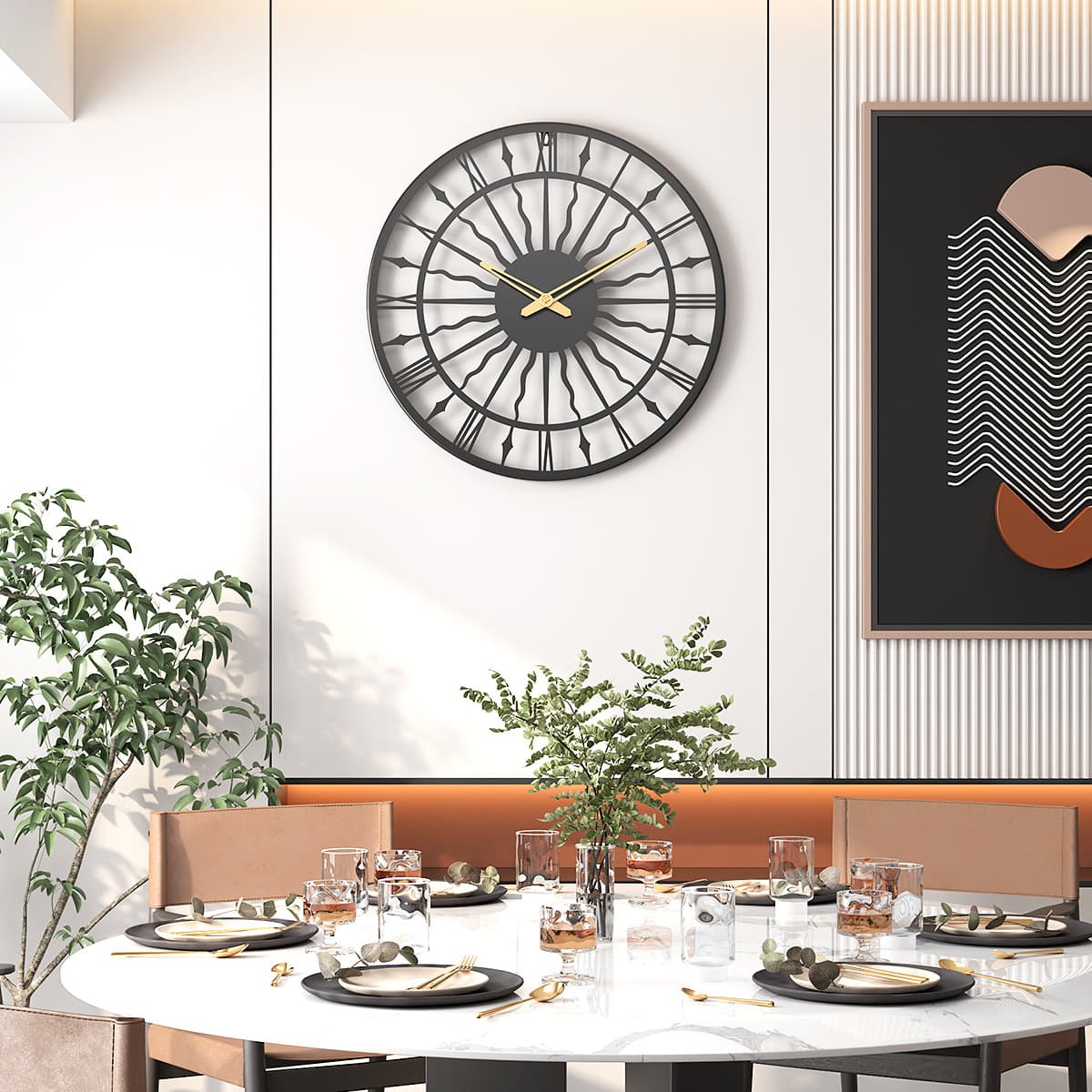 Cross-Border Wrought Iron Creative Number European and American Personality Minimalist Wall Clock Home Silent Clock Modern Design Decorative Clock