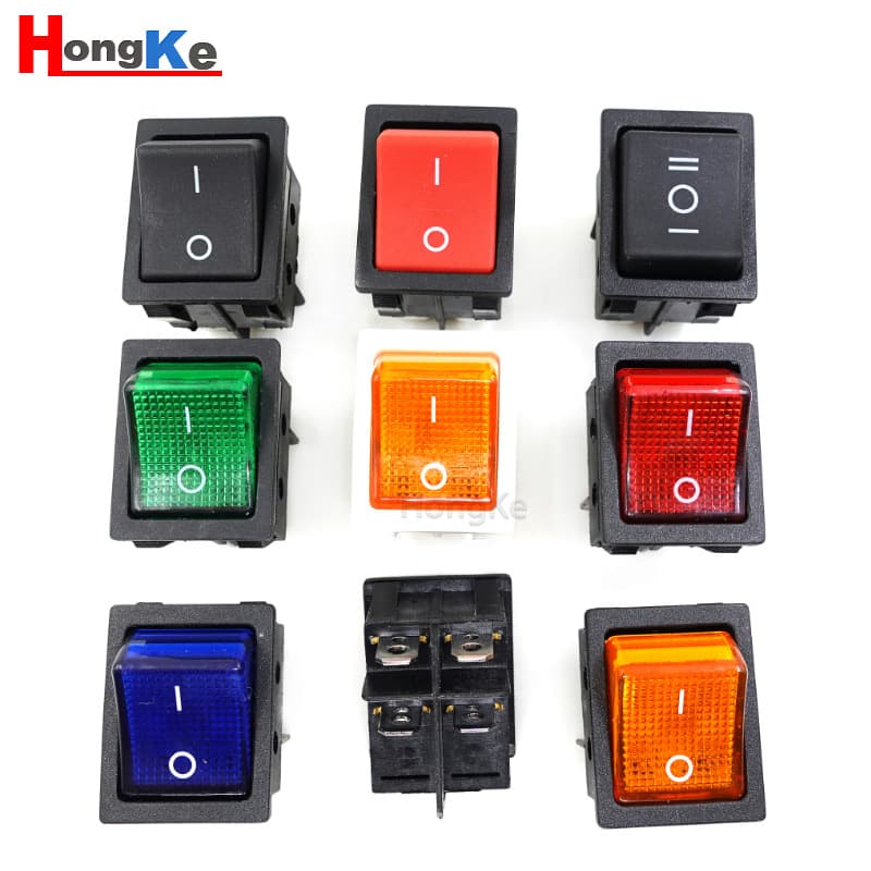 KCD4 Double-Speed Four-Pin with Light Rocker Power Switch, Two-Speed Three-Speed Large D4 Dual-Sound Boat-Shaped Switch 25*32