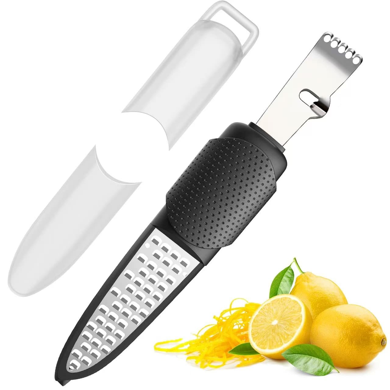 4-in-1 stainless steel lemon zester with cheese grater function, luxury-style kitchen gadget