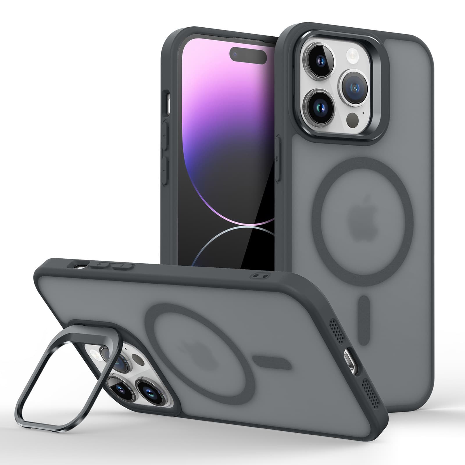 Compatible with Apple iPhone 16 Pro Case iPhone 15 Pro Max with Lens Stand Holder Skin-Feel Magnetic Case