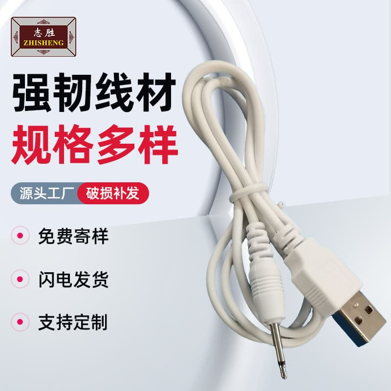 USB Charging Cable to 2.5mm Mono Audio Toy Electric Source Factory Beauty Instrument Charging Data Cable Fast Charging