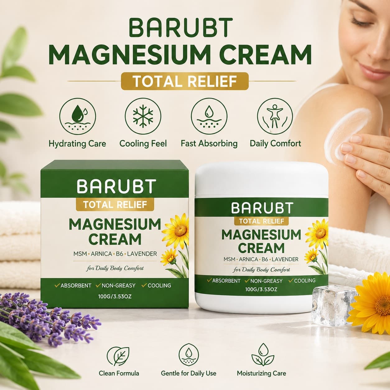 Cross-border Moisturizing Magnesium Cream Gentle Hydrating Softening Refreshing Non-greasy Care for Rough Dry Skin