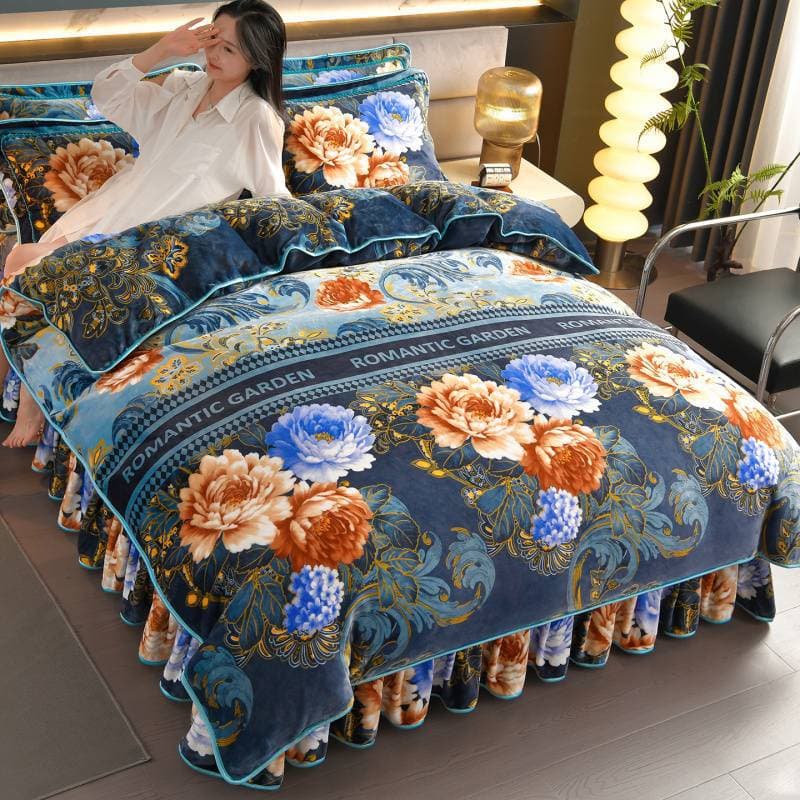 2025 New 4.5-5kg Thickened Milk Fleece Printed 4-Piece Set