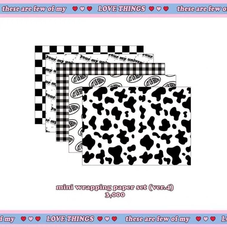 Korean milk pattern, leopard print, and plaid design paper in black, white, and colors for creative, fresh scrapbooking, decoration, and packaging