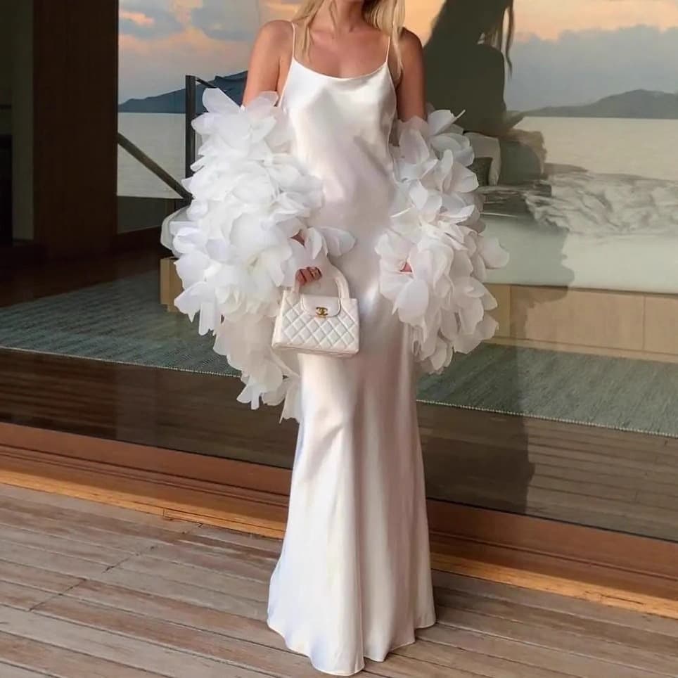 White Wedding Accessories Ruffle Hand Sleeves Tulle Sleeves Shawl Multi-scene Hosting Runway Modeling Studio Photography Atmosphere