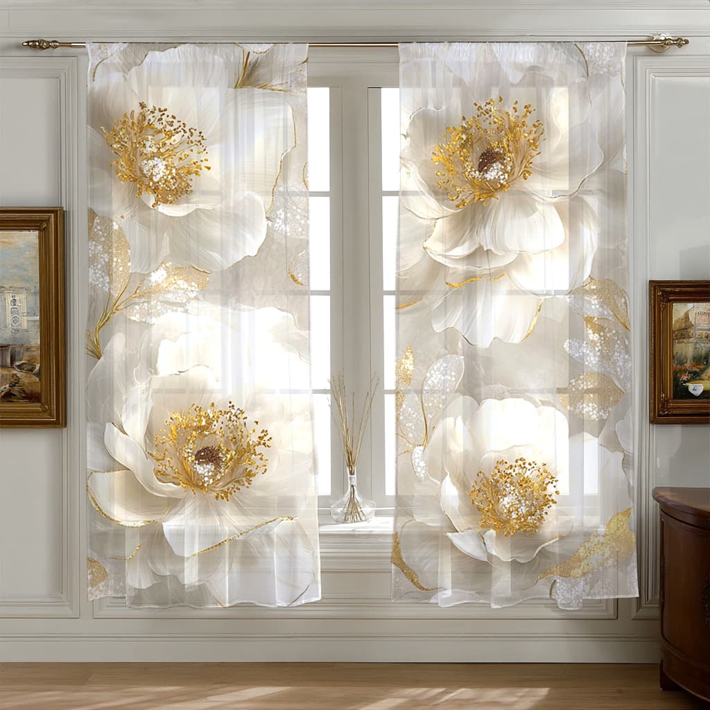 Supports JIT, cross-border supply factory direct sales, Nordic light luxury floral digital print processing curtains and sheers.