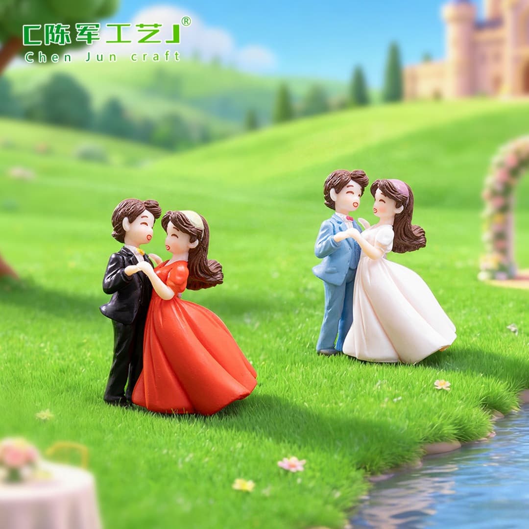 Micro landscape cute wedding couple dolls doll house diy decoration accessories mini desktop car accessories