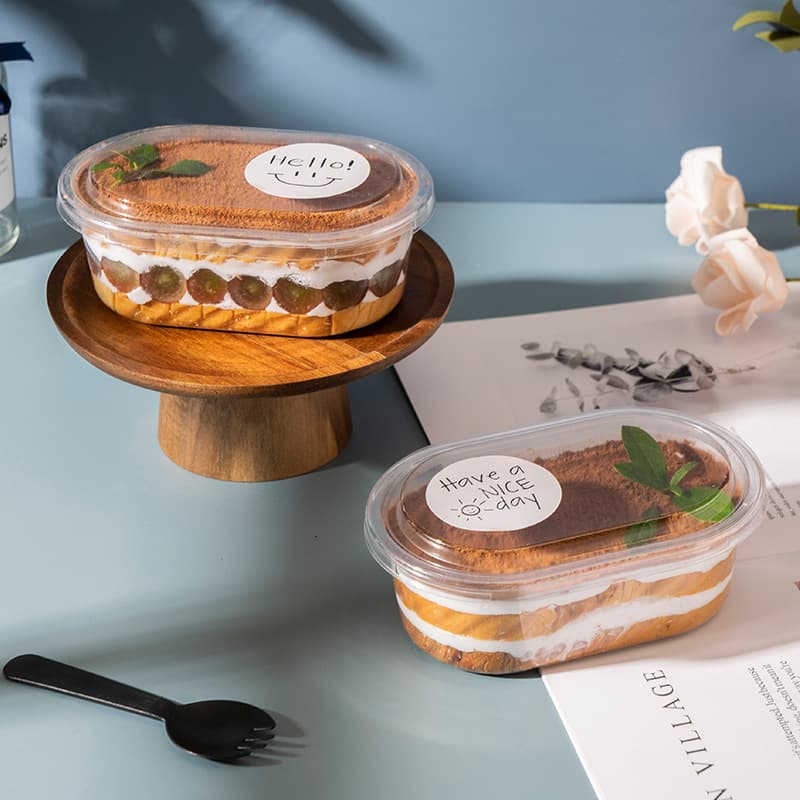 Wood Shavings Cup Mousse Soy Milk Transparent Cake Packaging Box Fruit Takeout Container Tiramisu Baking Pastry Box