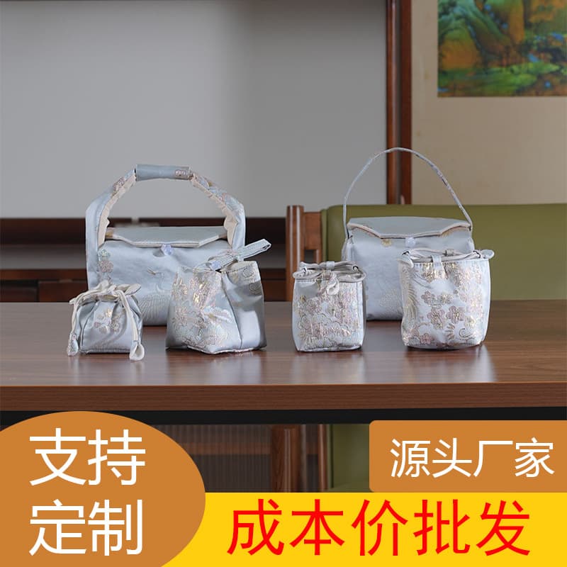 Outdoor travel tea set storage bags for quick cups, portable with one pot and three cups, and tea pot storage cases.