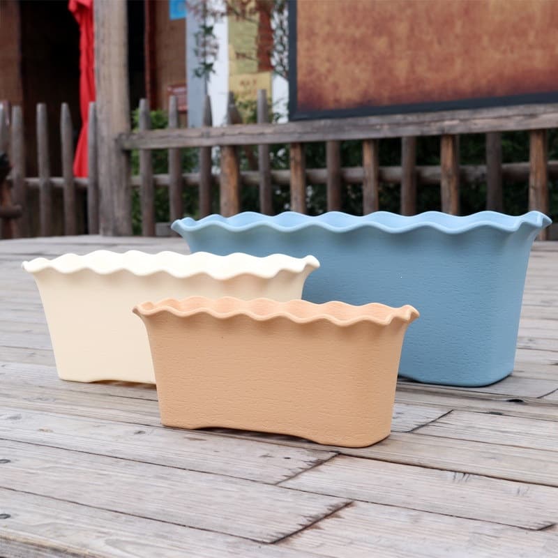 Thickened Rectangular Plastic Flower Pot for Balcony Gardening, Breathable and Water-Permeable for Vegetables and Greens