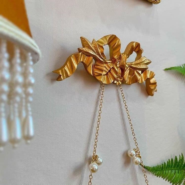 Wholesale European Retro Golden Cupid Wall Hanging Bow Wall Decoration Fan Pendant Wall Decoration Art