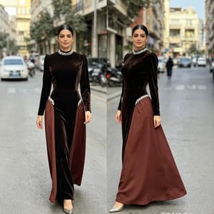 New Cross-Border Factory Direct Amazon Turkey Pakistan Women's Fashion Velvet Rhinestone Dress