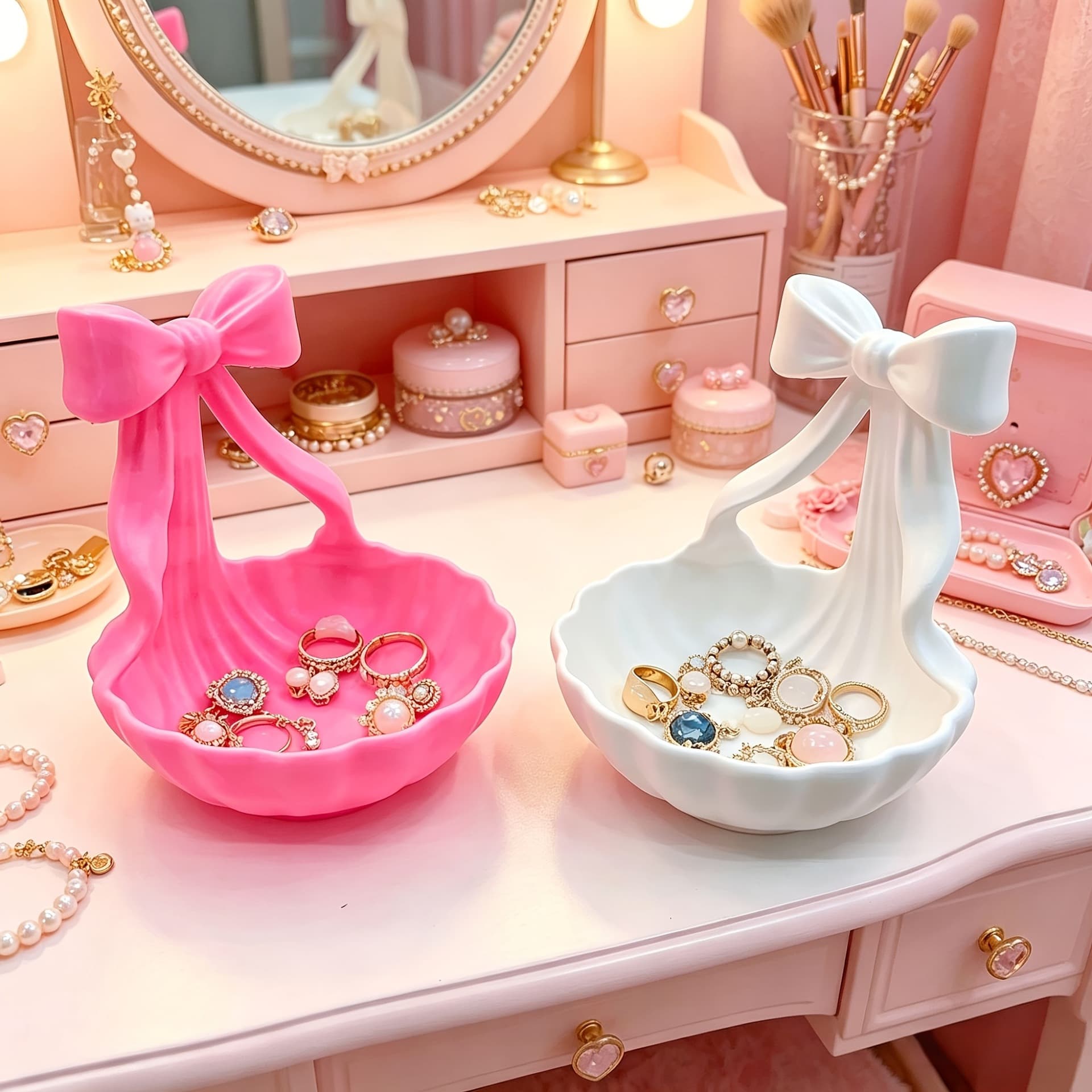 Creative 3D Bow Storage Tray 3D Printed Design Desktop Key Storage Bowl Sweet Style Desktop Decoration