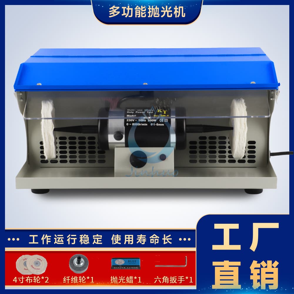 DM-5 Dust Collection Polishing Machine Gold Silver Jewelry Small Adjustable Speed Cloth Wheel Polisher Double Head Grinding Tool