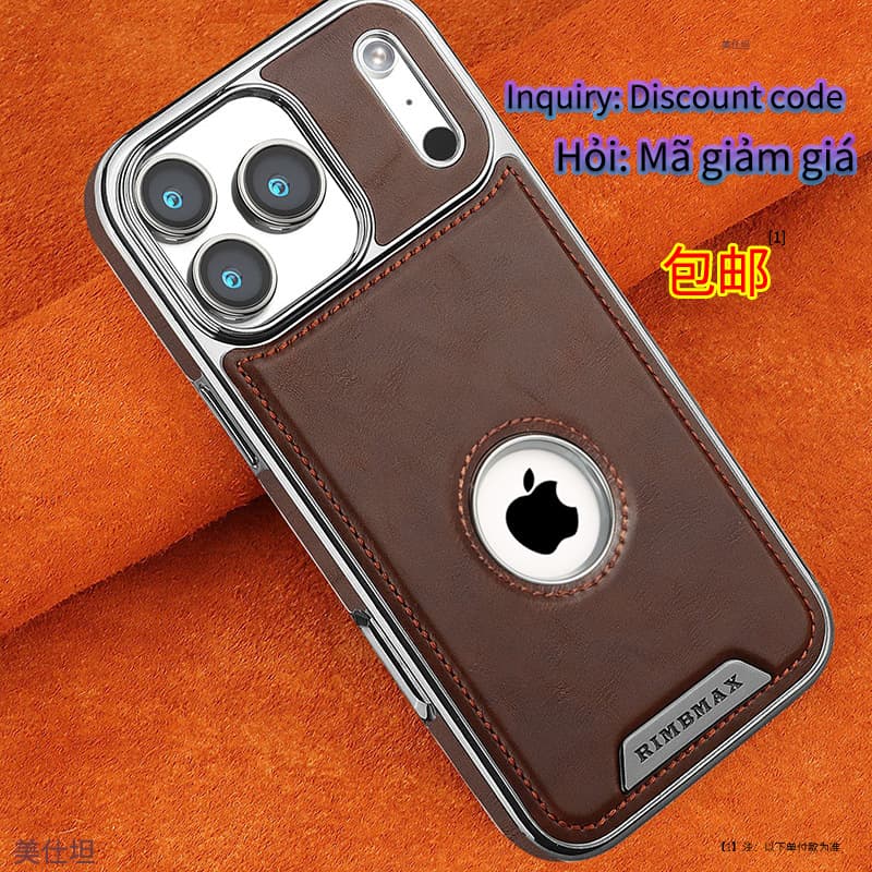 Suitable for Apple 17 Pro Max Phone Case Magnetic Suction 14 Exposed Logo iPhone16 Electroplating 15 Anti-Fall 13 Men 12 Leather Case
