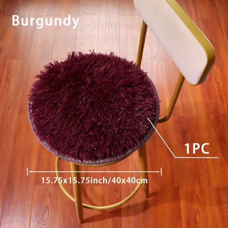 Xinhongxin Winter Round Stool Soft Cushion Thick Plush Removable Washable Christmas Chair Pad Wine Red/Brown/Pink/White/Black