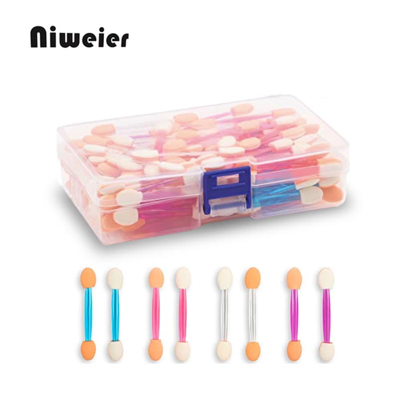 Factory Pin 120 Boxed Double-Headed Latex Sponge Eyeshadow Brush Disposable Latex Eyeshadow Brush Nail Art Vignette Brush Stick
