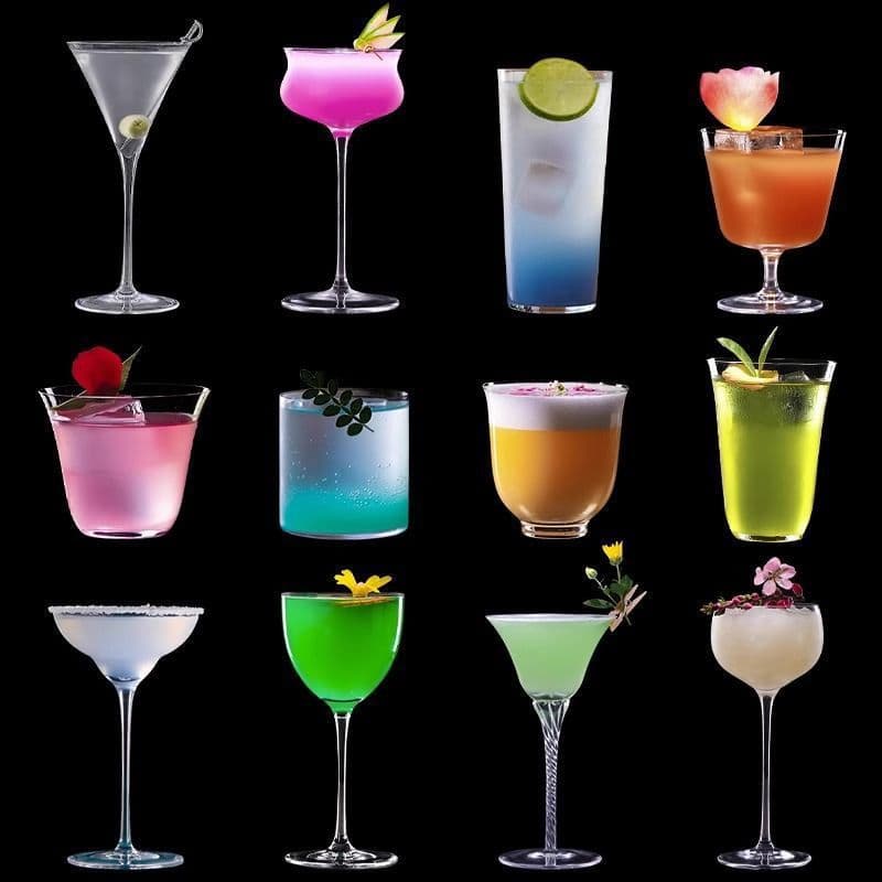 Glass cocktail glass set household crystal glass V-shaped triangle martini goblet wholesale crystal glass