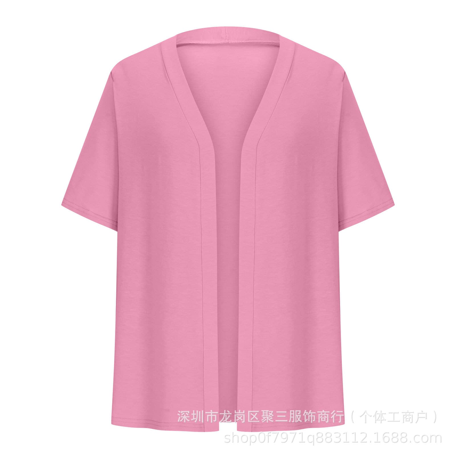 Amazon New European and American Plus-Size Women's Elegant Tops, Solid Color Shawl Short-Sleeved Cardigan Knitwear