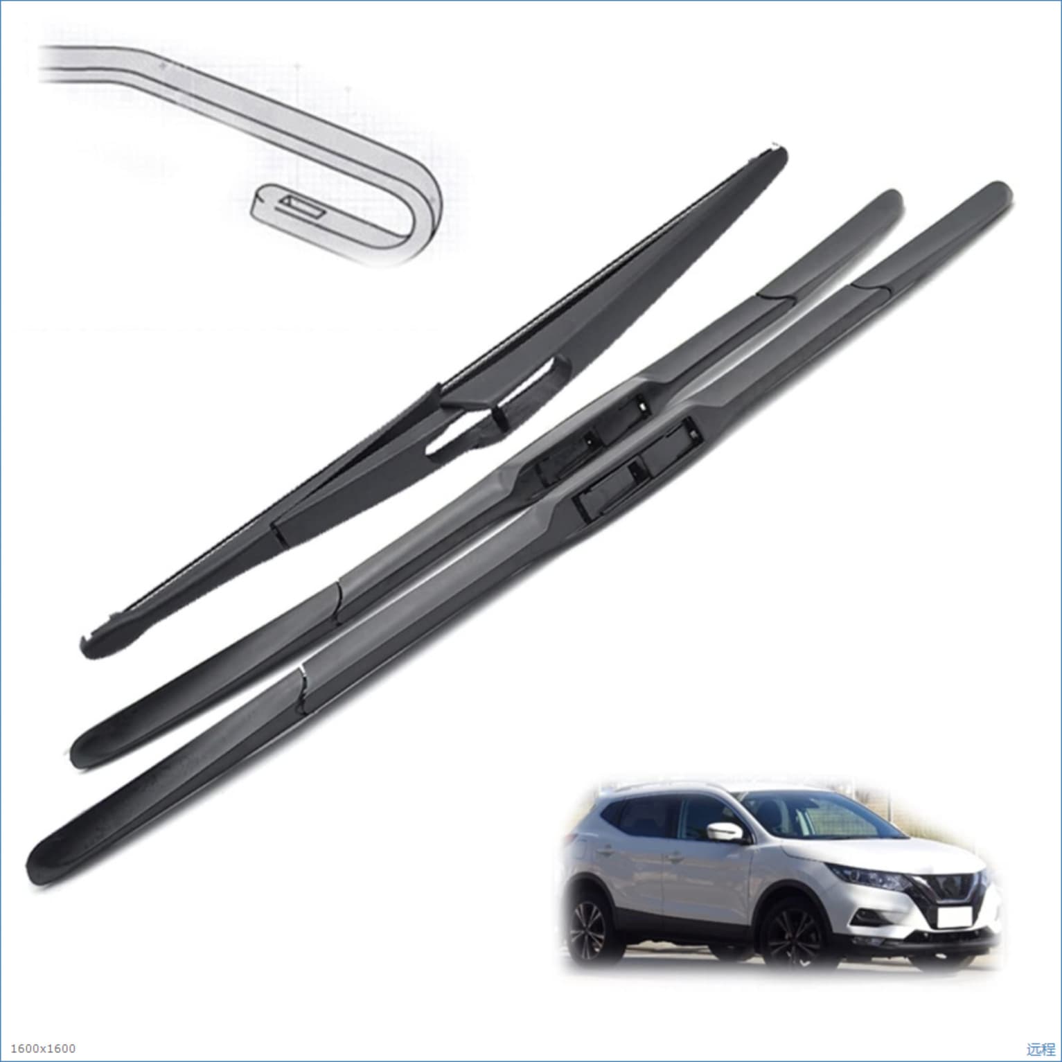 Front and rear wipers for Nissan vehicles: Qashqai, Tiida, Livina, X-Trail