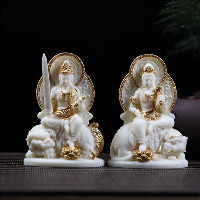 Ivory Nut Samantabhadra Manjushri Guanyin Bodhisattva Figurine Guardian Deity Home Office Desktop Car Decoration Craft
