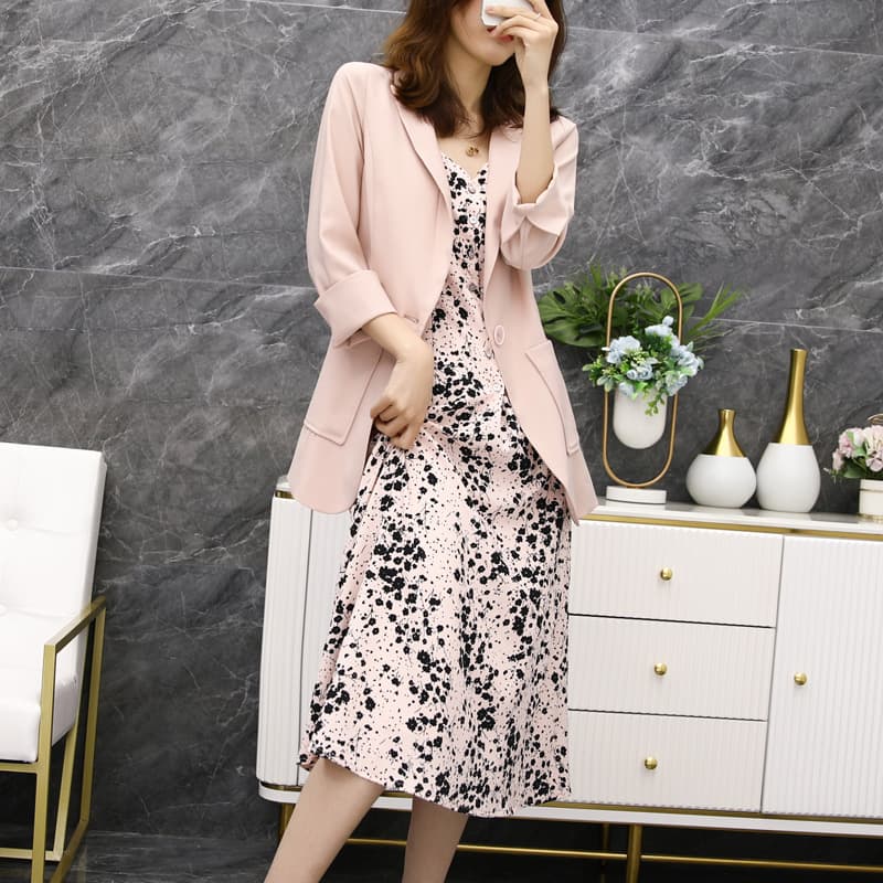 XZ072 Set - Thin Blazer, Korean Style, Elegant Commute, Slimming Patch Pocket, Seven-Tenths Sleeve, Sun Protection Suit Set for Women