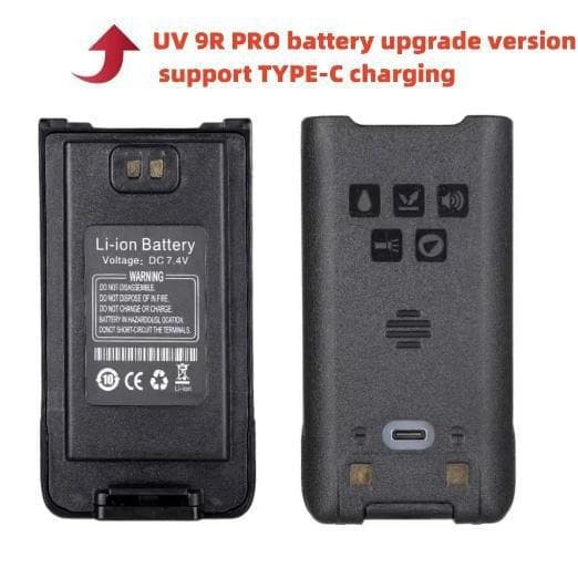 Type-C Walkie Talkie Battery, Baofeng UV9R Plus, UV9R Pro, UV9R Era, AMG
