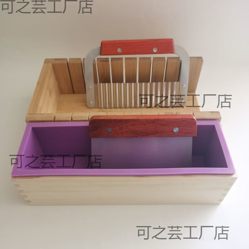 Soap Cutter Wooden Soap Base Soap Mold Silicone Mold Flat and Wave Cutter Set Handmade Soap DIY Tool