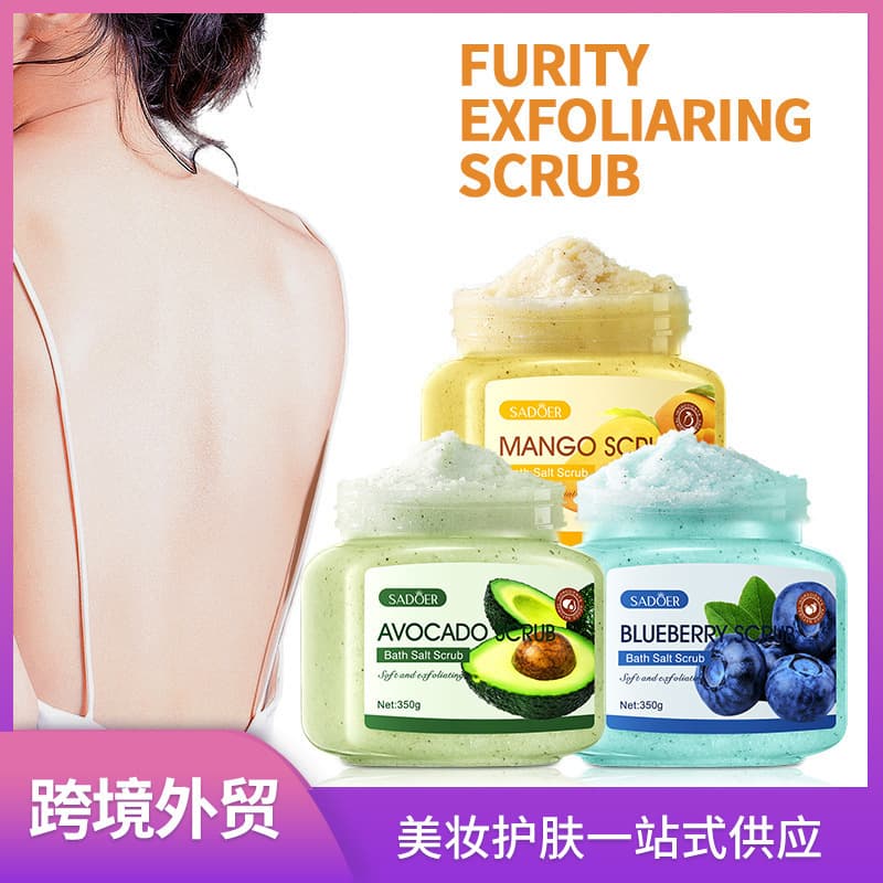 SADOER Exfoliating Fruit Bath Salt Scrub 350g - Full English version, cross-border direct from factory.