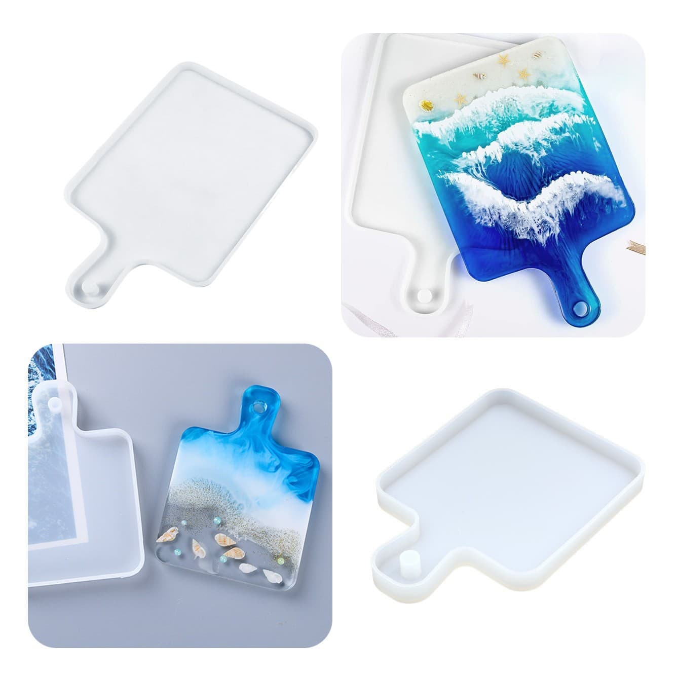 Beautiful DIY Table Tennis Racket Crystal Resin Mold, Mirror Handle Tray Silicone Mold for Cross-Border Amazon