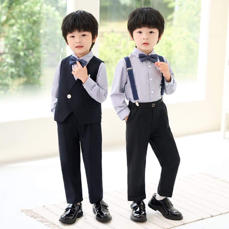New autumn style British gentleman's suit vest set for boys, flower girls, and first birthday photography.