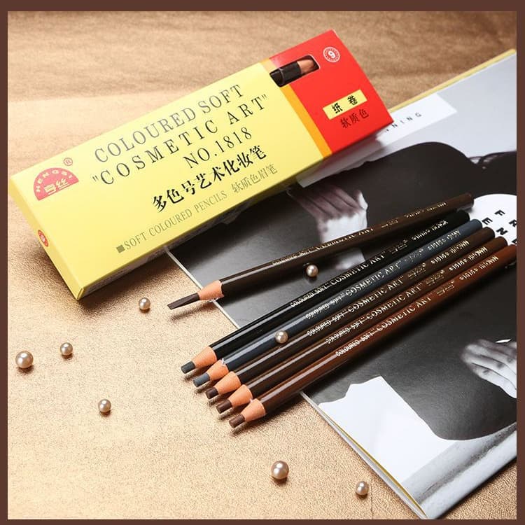 Hengsi 1818 Thread-Pull Eyebrow Pencil Waterproof Sweatproof Non-Fading Natural Color Eyebrow Pencil Genuine Factory Direct Stock