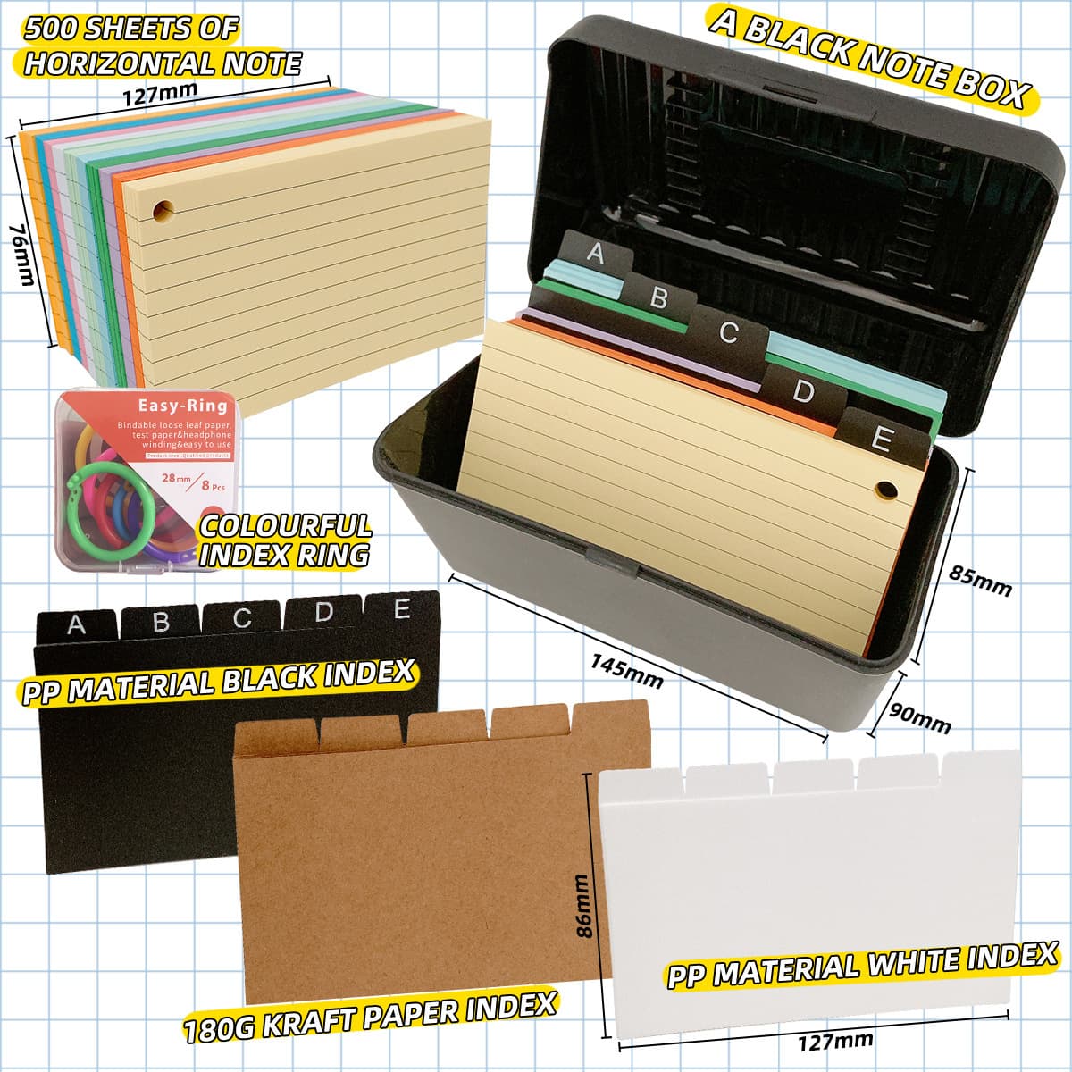 Index Note Set Storage Box Note Set Combination Student Record Color Plan Convenient Notepad