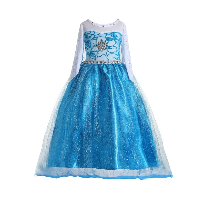 Elsa Princess Dress Mesh Tutu Skirt with Cape Frozen 2 Girl Elsa Costume Dress Performance Dress Blue
