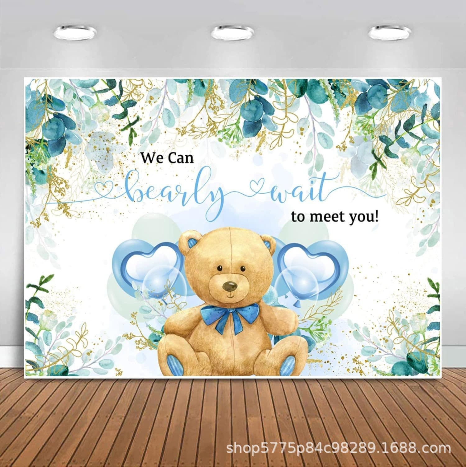 Amazon Photography Backdrop Baby Birthday Cartoon Blue Bear Party Banner First Birthday Photo Decoration