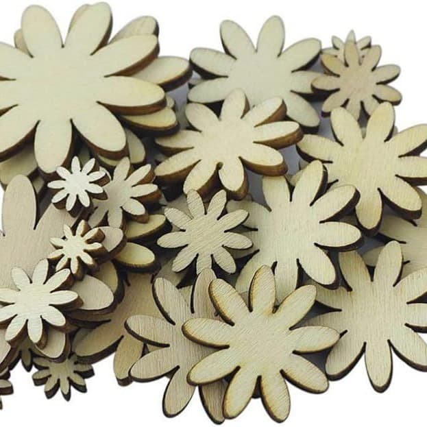Factory Direct Wooden Handcraft Educational Painted Sunflower Chrysanthemum Wood Pieces Kindergarten Creative Graffiti Flowers