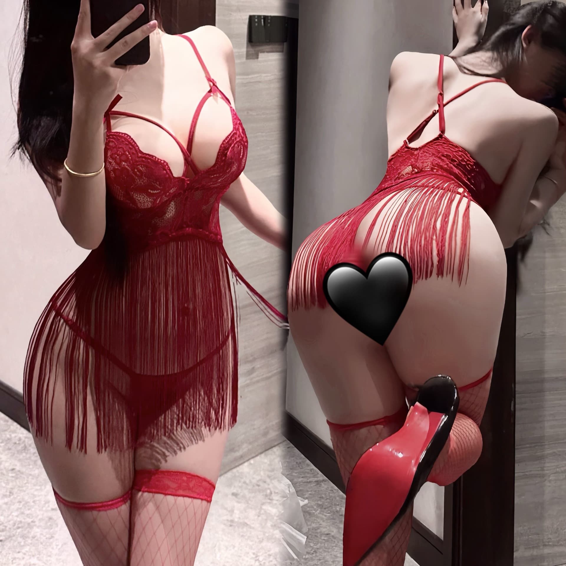 Manny Desire Lingerie Hot Fringe Slip Dress Open Crotch Sexy Passion Uniform Lace Hollow See-Through Sleepwear 9539