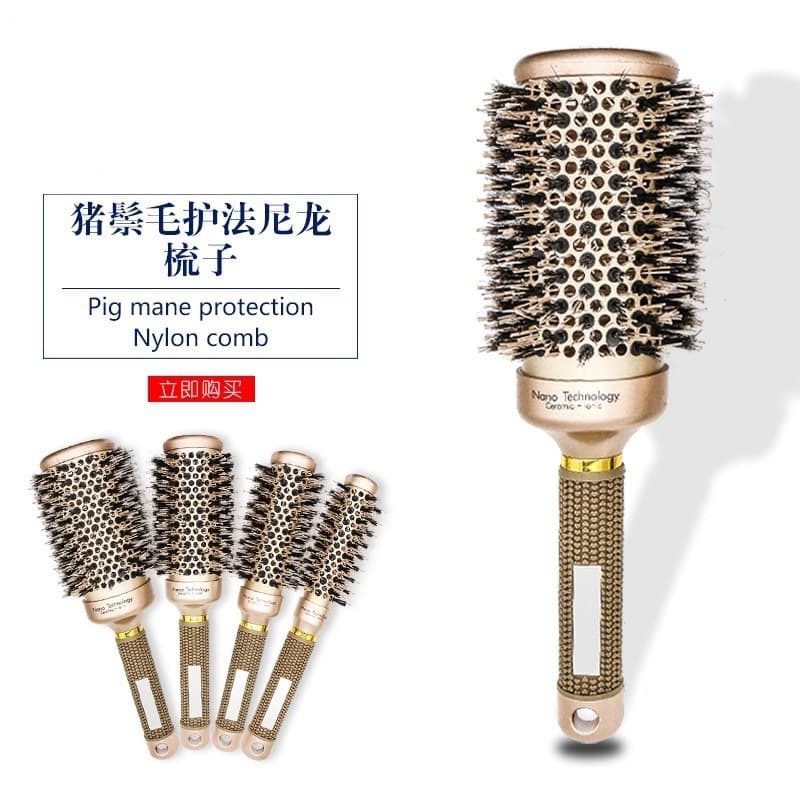 Cross-border Hot Selling Bristle Roller Brush Professional Styling 4-Piece Set, Curling Comb with Aluminum Tube Heat Conduction High-Temperature Resistant Round Brush
