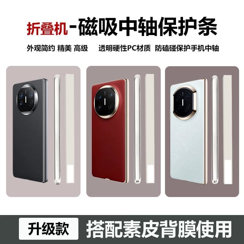 Magnetic center strip, foldable screen, all-in-one, full coverage rear film, 3M plain leather, transparent lambskin protection, phone frame scratch-resistant