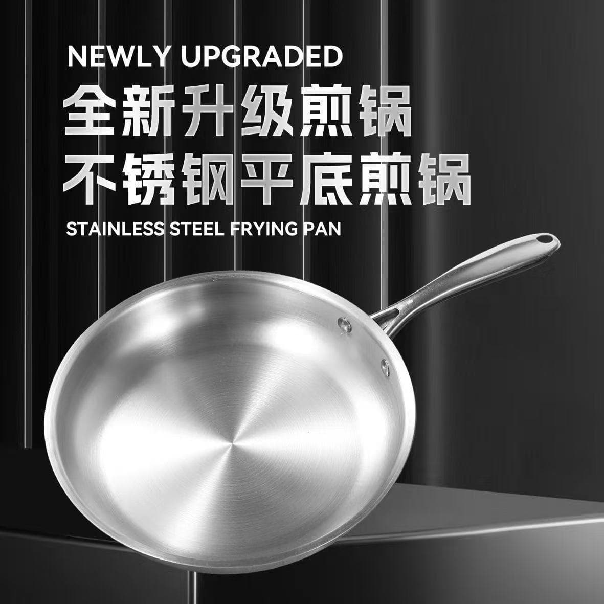 Cross-border Stainless Steel Uncoated Wok, Frying Pan, Small Pancake Pan, Egg Pan, Crepe Pan, Steak Pan, Non-stick Pan