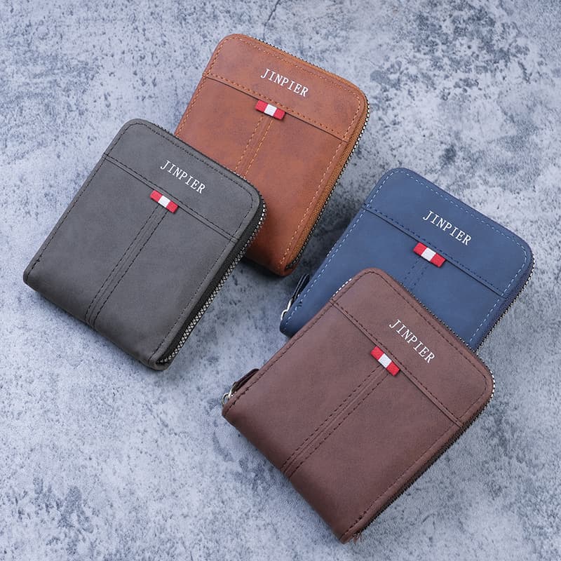 New Cross-border Men's Wallet Short Horizontal Zipper Large Capacity Coin Purse Retro Fashion Multi-card Clutch Bag