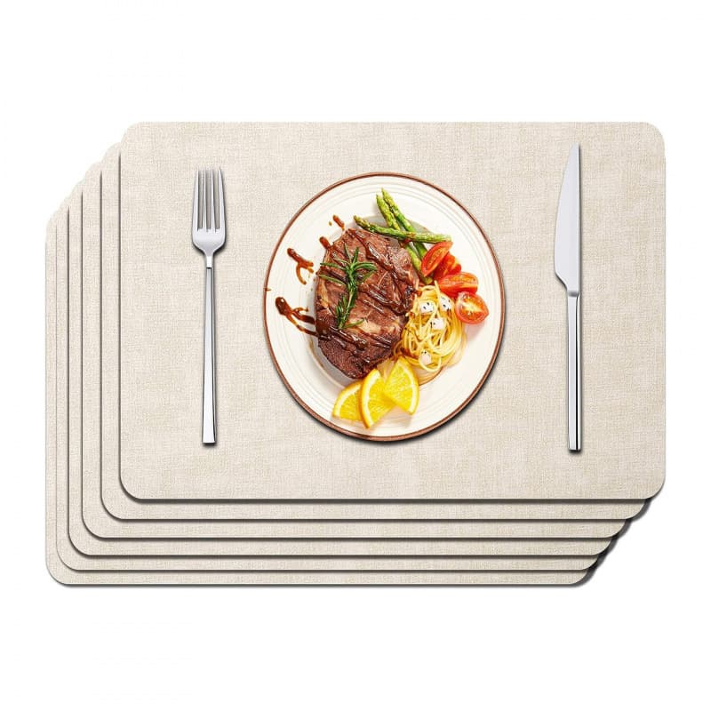 Faux Leather Placemat Waterproof Oil-proof Western Dining Mat Heat-resistant Thickened Edge-wrapped Fabric Texture Leather