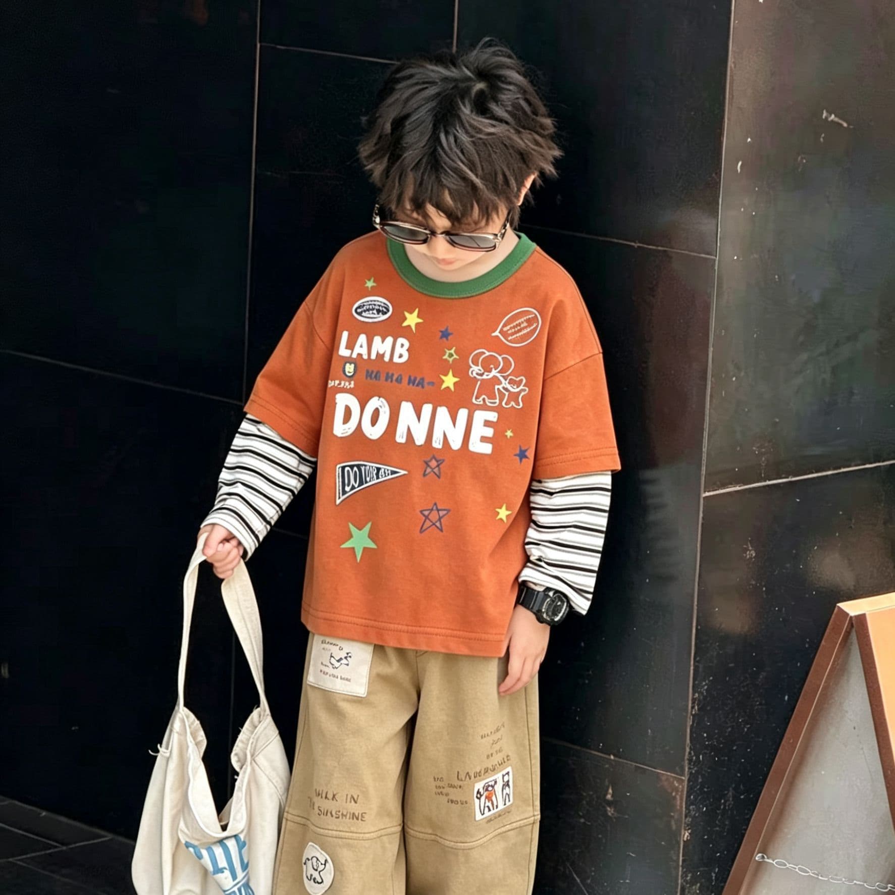 Kids' Long-Sleeve T-Shirt 2026 New Style Boys' Autumn Top Toddler Stock Crew Neck Long-Sleeve Kids' T-Shirt