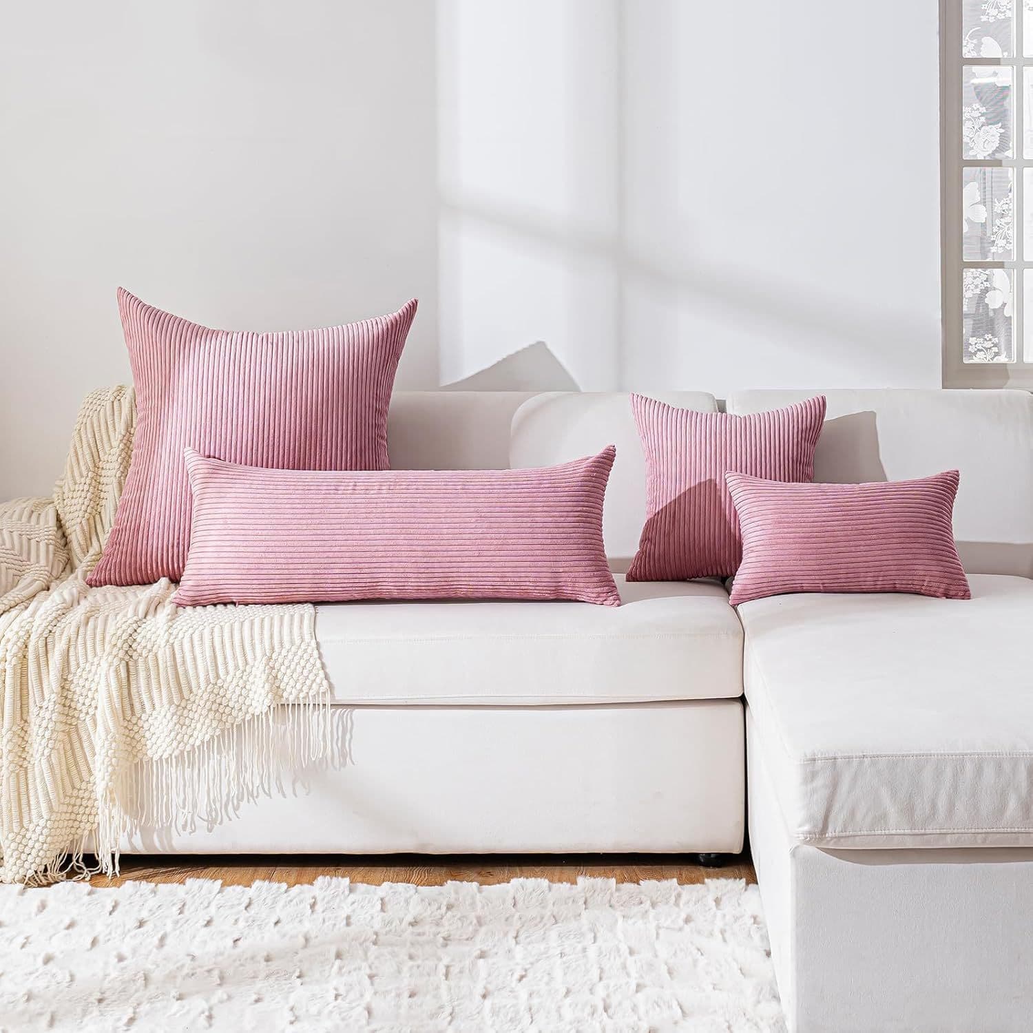 Amazon cross-border corduroy long pillow striped pillow striped body pillow removable pillowcase manufacturer