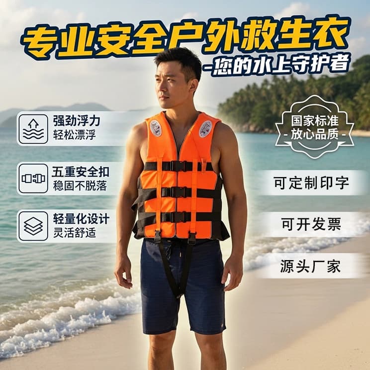 Round five-point life jacket, professional life jacket, buoyant fishing vest, emergency vest, universal multi-scenario