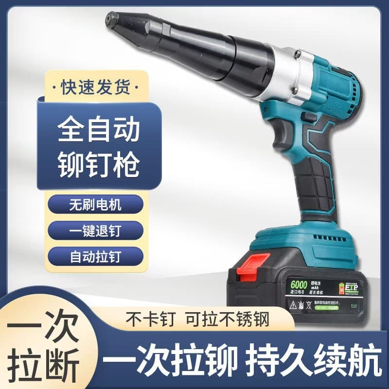 Lithium Battery Fully Automatic Rivet Gun, Rechargeable Industrial Grade Electric Rivet Gun Tool, Blind Rivet Head Manufacturer