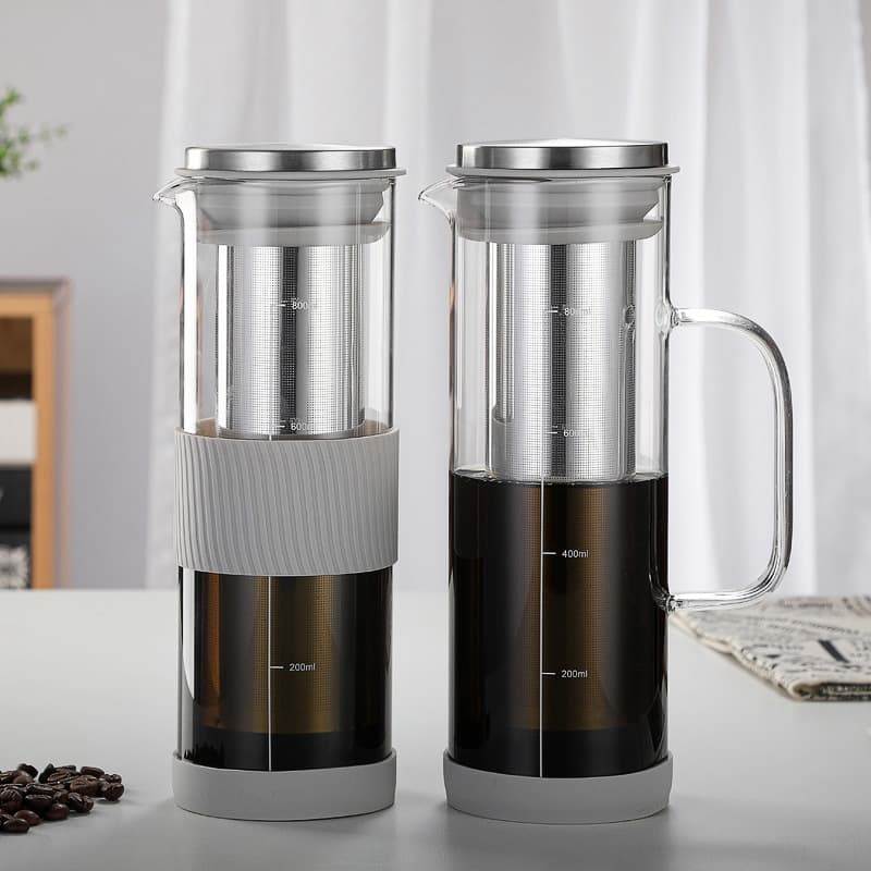 High Borosilicate Glass Cold Brew Coffee Pot Ice Drip Tea Pot Dual Purpose Hot Cold Brewing Kitchen Utensils