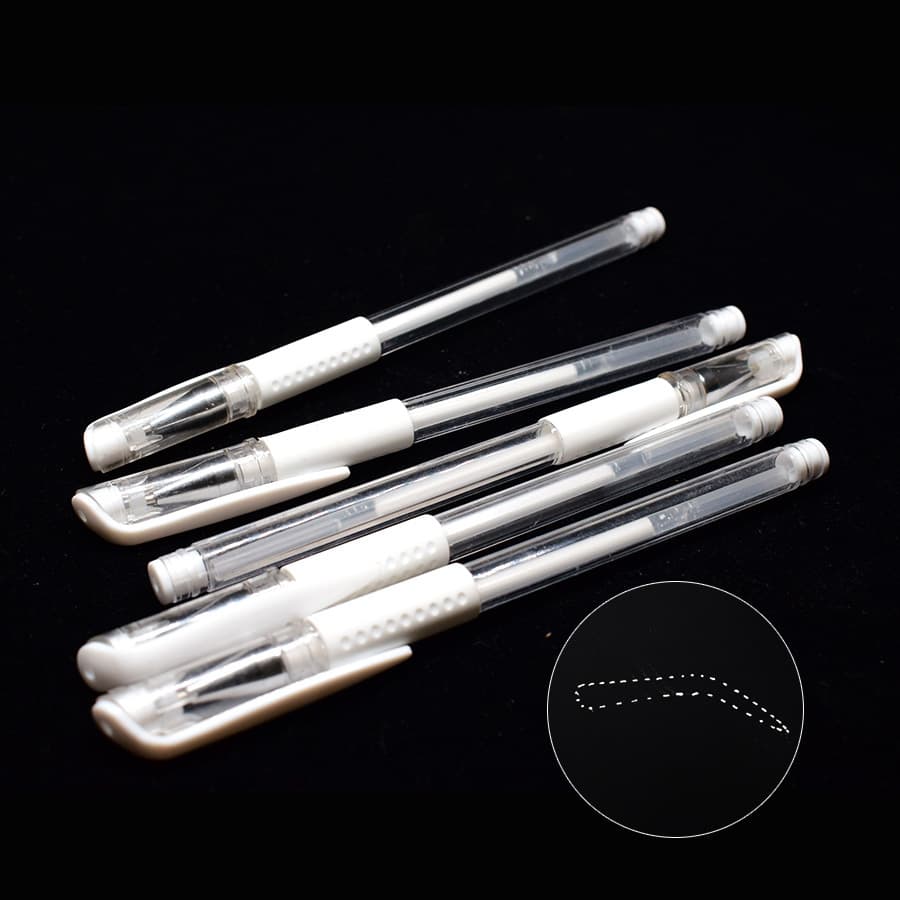 Micro Plastic Tattoo Waterproof White Skin Marker White Ink Eyebrow Marking Pen White Eyebrow Positioning Pen