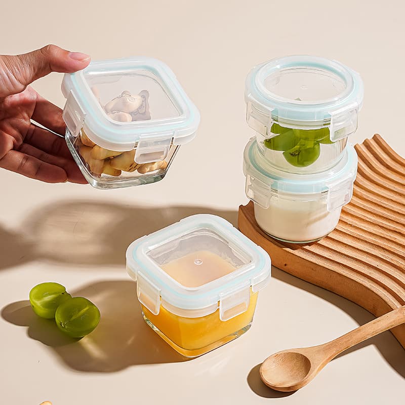 Glass Bowl Food Storage Container with Lid, Microwave-Safe Lunch Box, Sample Retention Bowl, Baby Feeding Bowl, Customizable for Cross-Border
