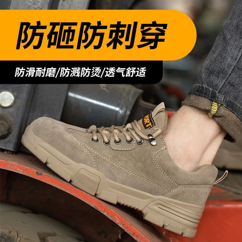 Men's Safety Shoes Anti-smash Anti-puncture Anti-odor Lightweight Breathable Wear-resistant Steel Toe Welding Site Work All-season Shoes